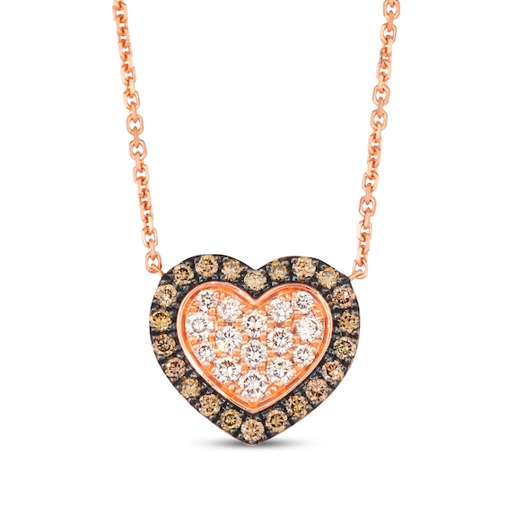 Le Vian Diamond Heart Necklace 5/8 ct tw 14K Strawberry Gold 19”