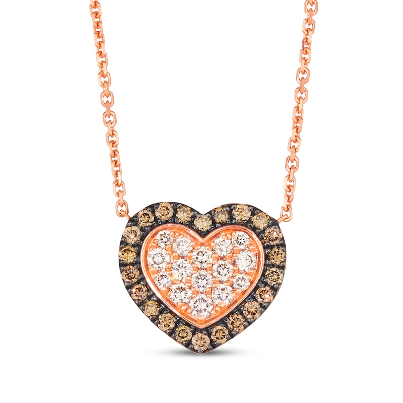 Main Image 1 of Le Vian Diamond Heart Necklace 5/8 ct tw 14K Strawberry Gold 19”