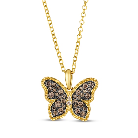 Le Vian Garden Party Diamond Butterfly Necklace 1/2 ct tw 14K Honey Gold 19"