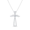 Thumbnail Image 1 of Diamond Winged Cross Necklace 1/4 ct tw 10K White Gold 18"