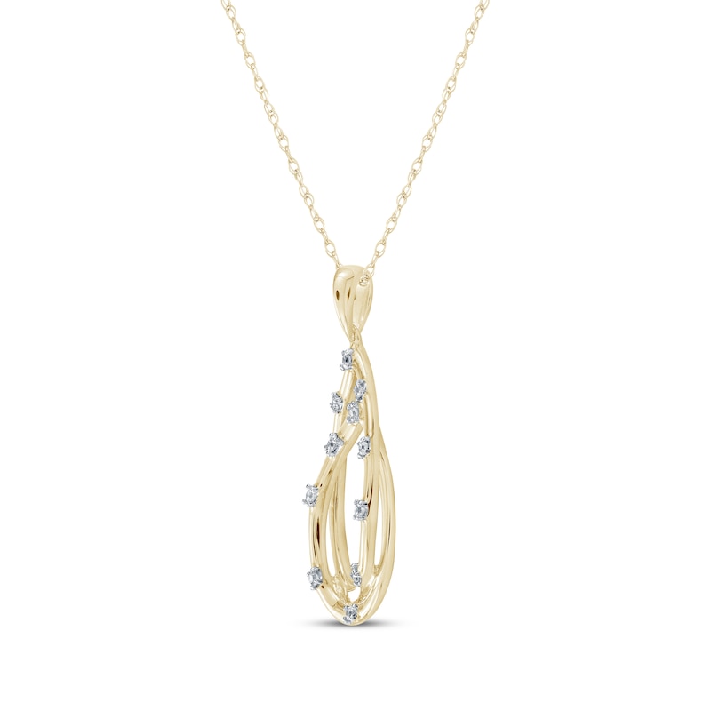 Main Image 2 of Diamond Station Teardrop Necklace 1/20 ct tw 10K Yellow Gold 18"