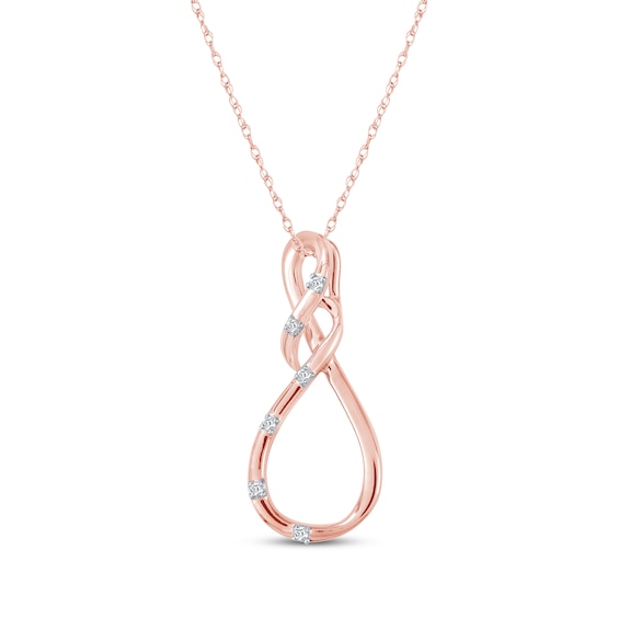 Diamond Accent Swirl Infinity Necklace 10K Rose Gold 18"