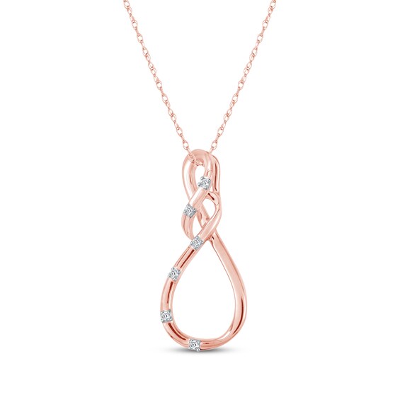 Diamond Accent Swirl Infinity Necklace 10K Rose Gold 18"