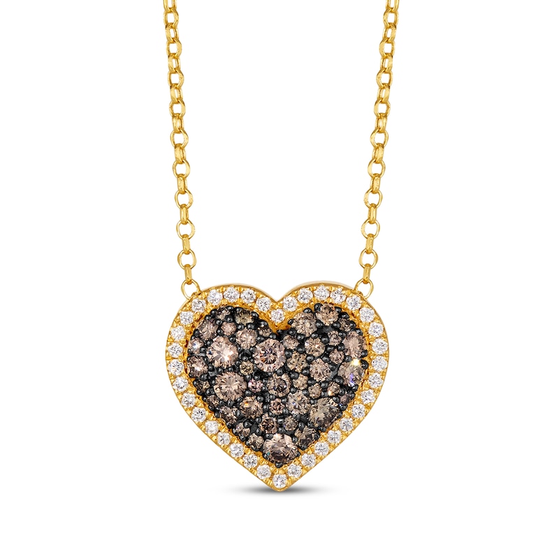 Main Image 1 of Le Vian Diamond Heart Necklace 1-1/6 ct tw 14K Honey Gold 19&quot;