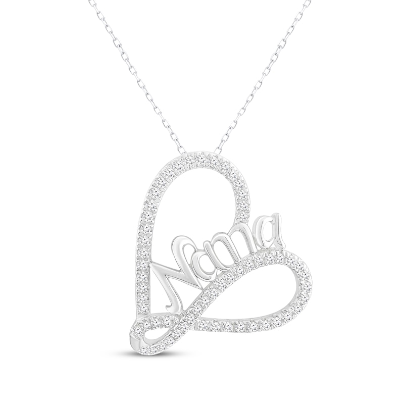 Main Image 1 of Diamond Infinity Heart &quot;Nana&quot; Necklace 1/5 ct tw Sterling Silver 18&quot;