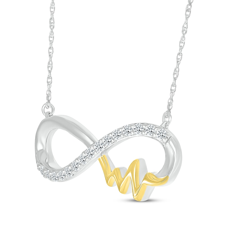 Main Image 2 of Diamond Infinity with Heartbeat Necklace 1/6 ct tw Sterling Silver & 10K Yellow Gold 18&quot;