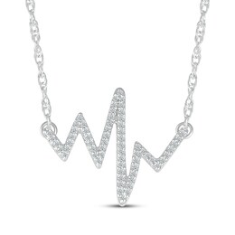 Diamond Heartbeat Necklace 1/10 ct tw Sterling Silver 18"