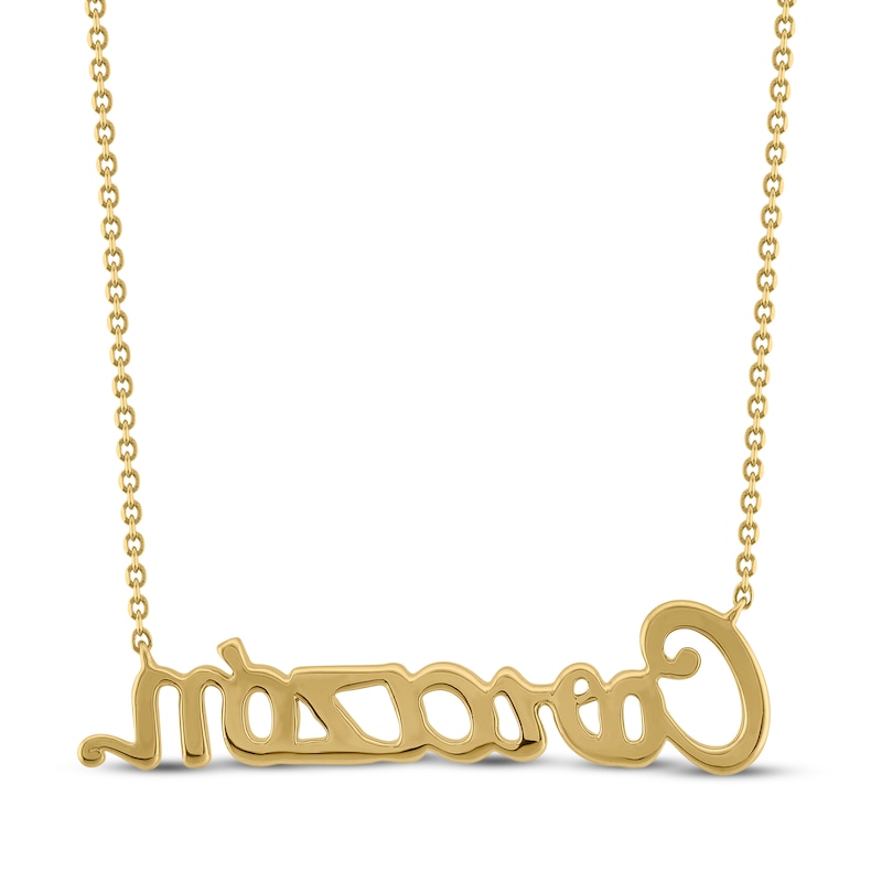 Main Image 3 of Diamond &quot;Corazón&quot; Cursive Necklace 1/5 ct tw 10K Yellow Gold 18&quot;