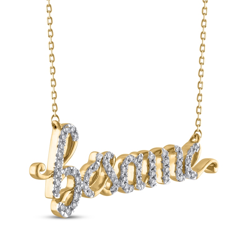 Diamond "Bésame" Necklace 1/5 ct tw 10K Yellow Gold 18"