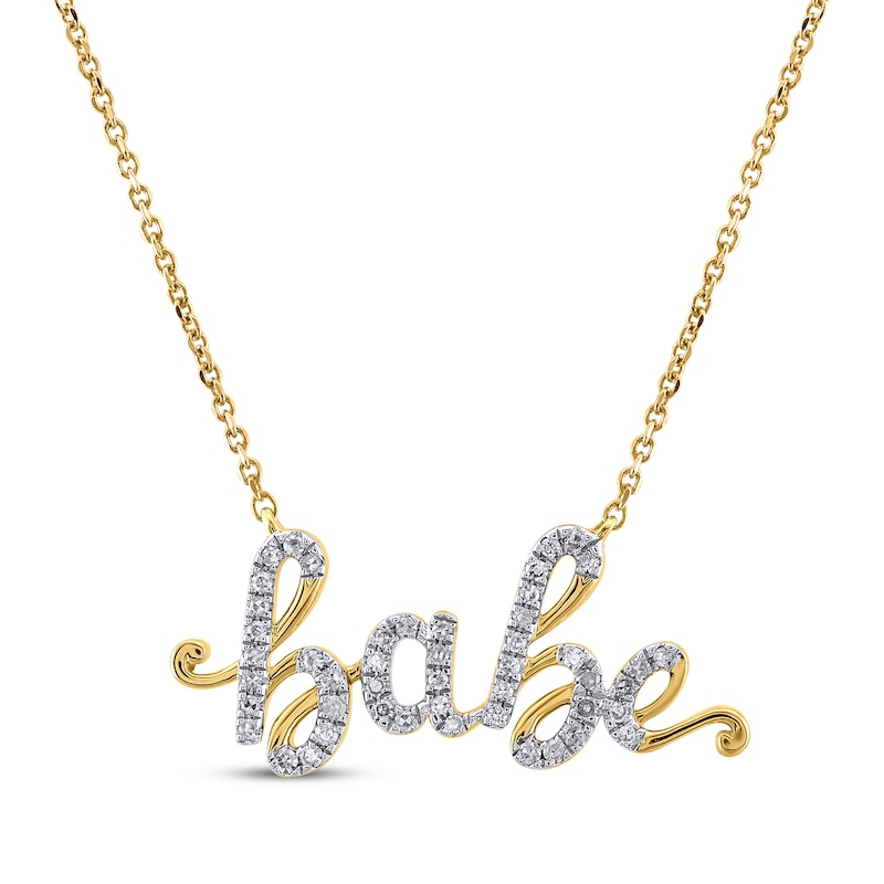 Diamond "Babe" Necklace 1/6 ct tw 10K Yellow Gold 18"
