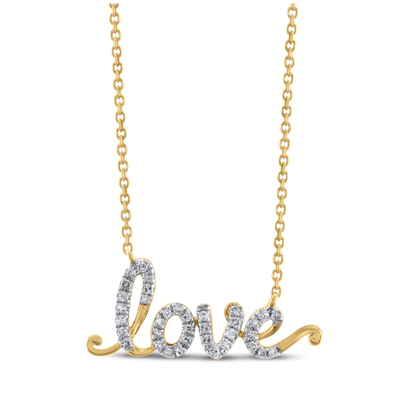 Diamond "Love" Necklace 1/8 ct tw 10K Yellow Gold 18"