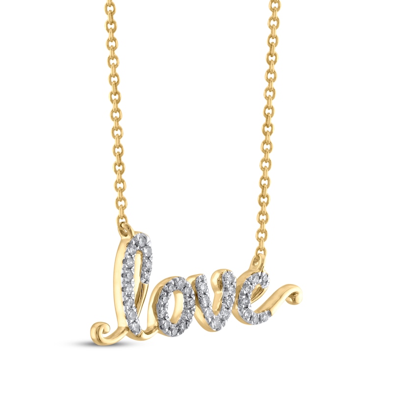 Diamond "Love" Necklace 1/8 ct tw 10K Yellow Gold 18"