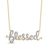 Thumbnail Image 0 of Diamond "Blessed" Cursive Necklace 1/5 ct tw 10K Yellow Gold 18"