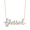 Thumbnail Image 1 of Diamond &quot;Blessed&quot; Cursive Necklace 1/5 ct tw 10K Yellow Gold 18&quot;
