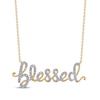 Thumbnail Image 0 of Diamond "Blessed" Cursive Necklace 1/5 ct tw 10K Yellow Gold 18"