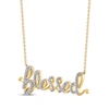 Thumbnail Image 1 of Diamond "Blessed" Cursive Necklace 1/5 ct tw 10K Yellow Gold 18"