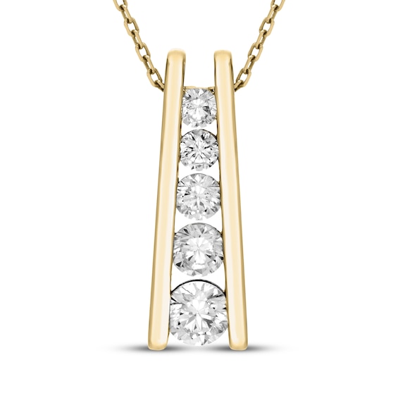Diamond Ladder Necklace 1/2 ct tw 10K Yellow Gold 18"