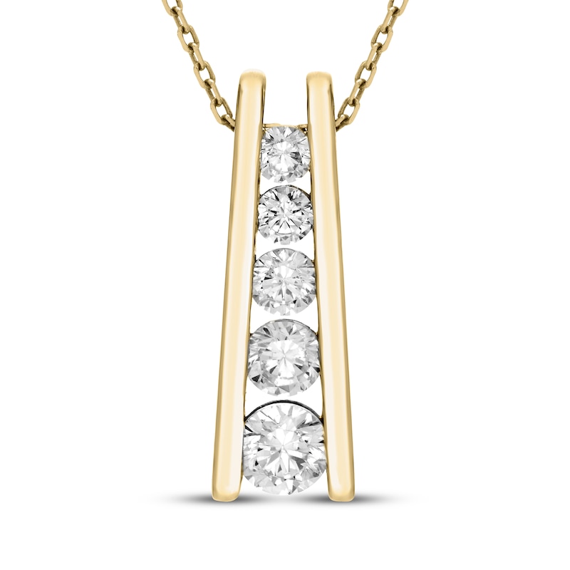 Main Image 1 of Diamond Ladder Necklace 1/2 ct tw 10K Yellow Gold 18&quot;