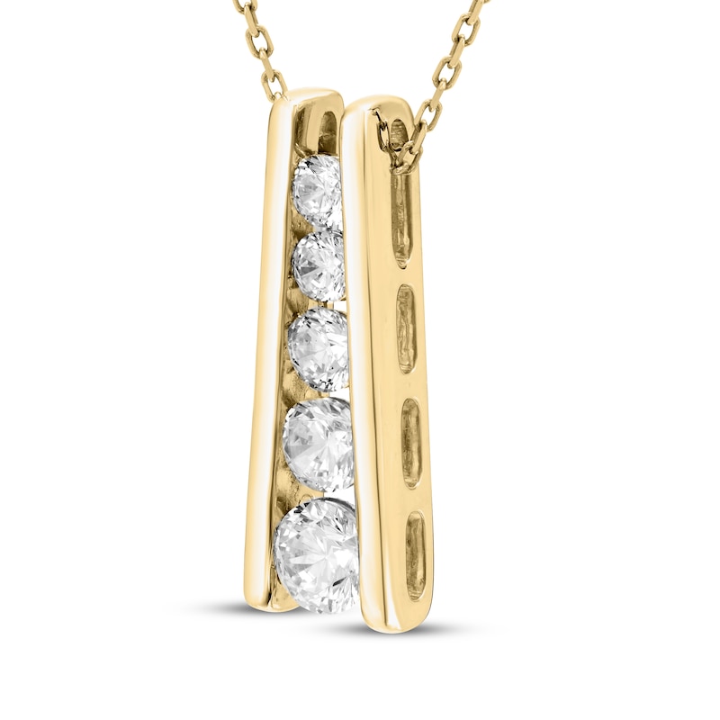Main Image 2 of Diamond Ladder Necklace 1/2 ct tw 10K Yellow Gold 18&quot;