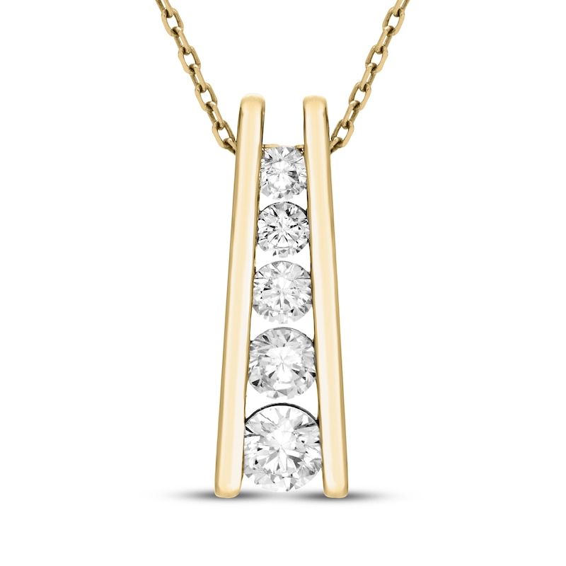 Main Image 1 of Diamond Ladder Necklace 1 ct tw 10K Yellow Gold 18&quot;