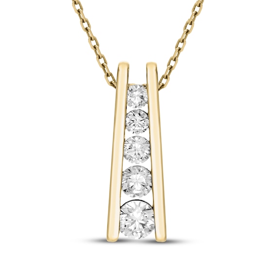 Diamond Ladder Necklace 1/4 ct tw 10K Yellow Gold 18"