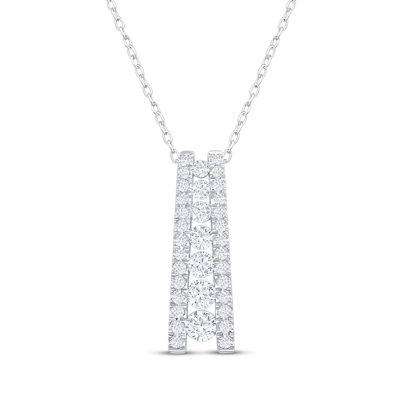 Main Image 1 of Diamond Ladder Necklace 1 ct tw 10K White Gold 18&quot;