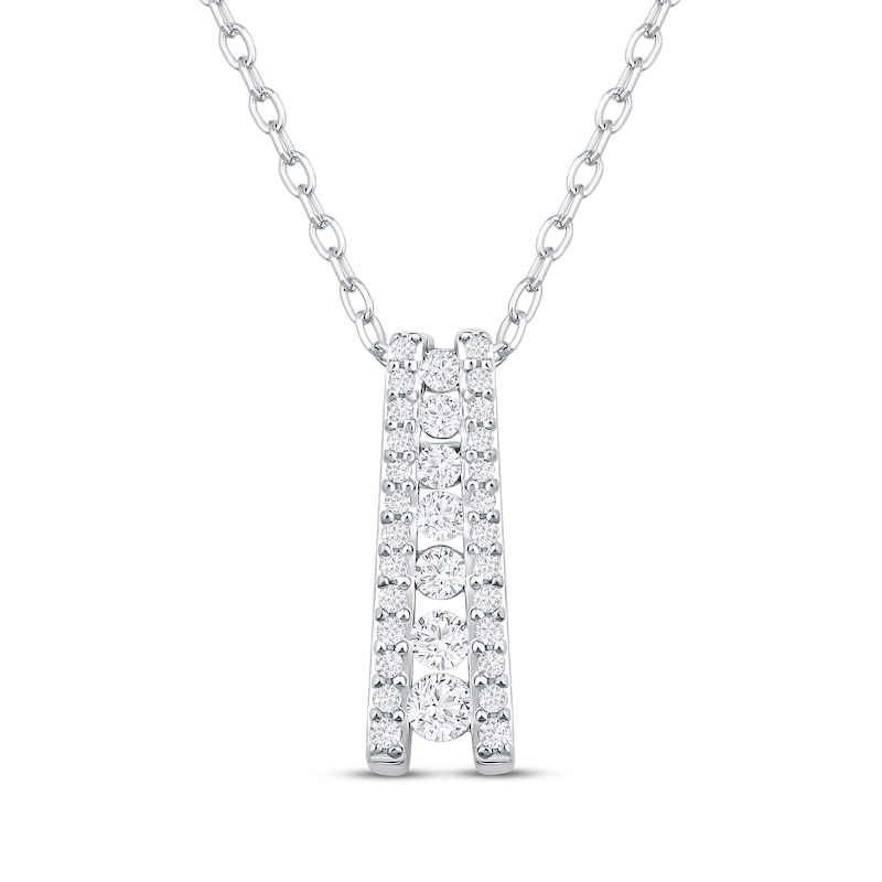 Main Image 1 of Diamond Ladder Necklace 1/4 ct tw 10K White Gold 18&quot;