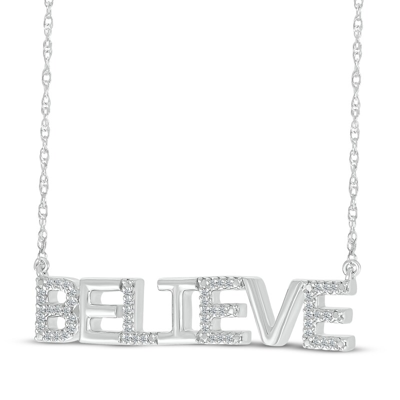 Main Image 2 of Diamond &quot;Believe&quot; Necklace 1/10 ct tw Sterling Silver 18&quot;