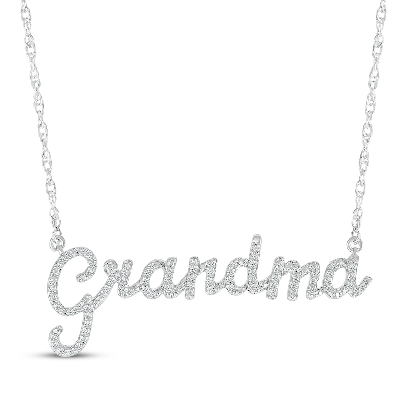 Main Image 1 of Diamond &quot;Grandma&quot; Necklace 1/6 ct tw Sterling Silver 18&quot;