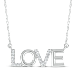 Diamond "Love" Necklace 1/15 ct tw Sterling Silver 18"