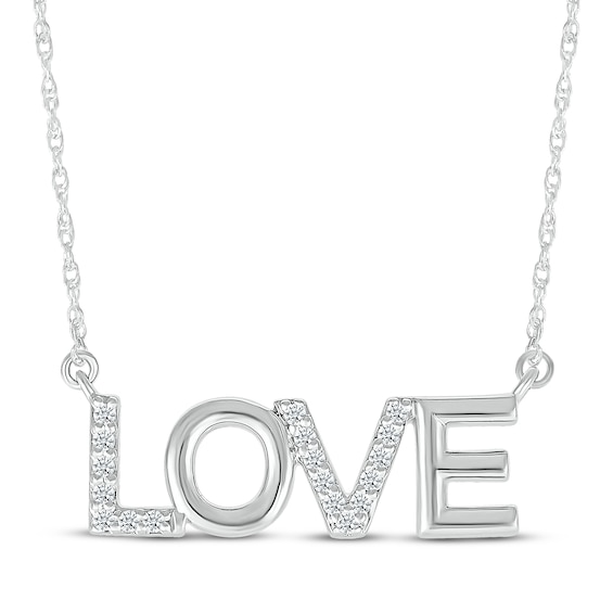 Diamond "Love" Necklace 1/15 ct tw Sterling Silver 18"