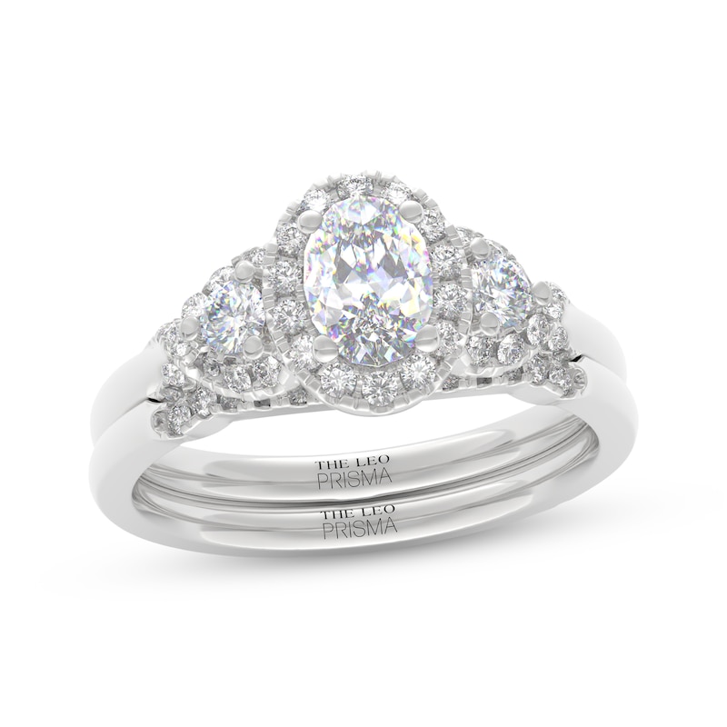 Main Image 1 of THE LEO Prisma Diamond Oval-Cut Three-Stone Bridal Set 1 ct tw 14K White Gold