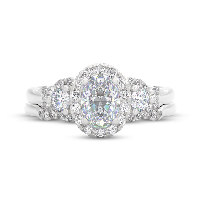Main Image 3 of THE LEO Prisma Diamond Oval-Cut Three-Stone Bridal Set 1 ct tw 14K White Gold