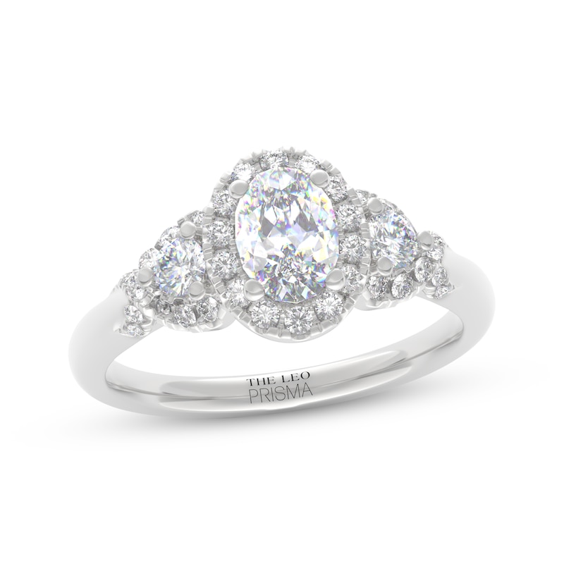Main Image 1 of THE LEO Prisma Diamond Oval-Cut Three-Stone Engagement Ring 1 ct tw 14K White Gold