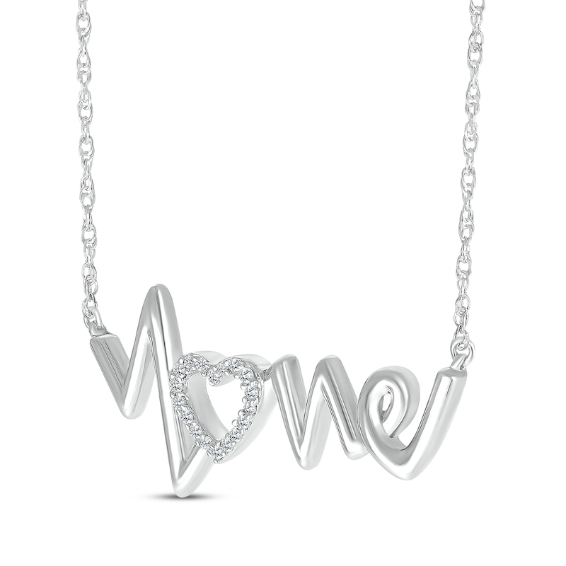 Main Image 2 of Diamond Heartbeat &quot;Love&quot; Necklace 1/20 ct tw 10K White Gold 18&quot;
