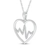 Thumbnail Image 2 of Diamond Heart Outline with Heartbeat Necklace 1/15 ct tw 10K White Gold 18&quot;