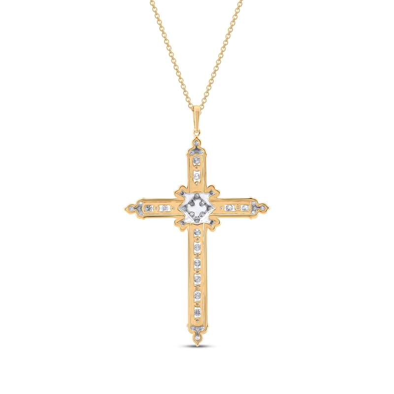 Diamond Star Cross Necklace 1 ct tw 10K Yellow Gold 18"