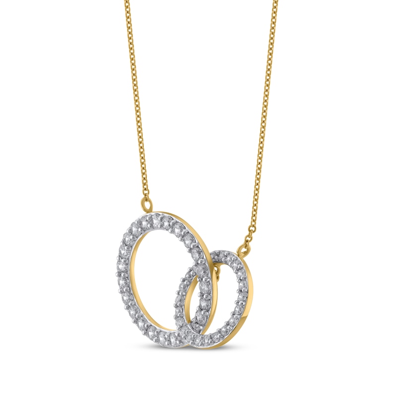 Diamond Linked Circles Necklace 1 ct tw 10K Yellow Gold 18"