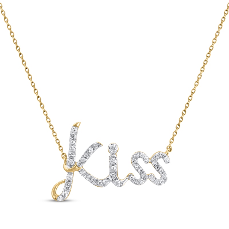Diamond "Kiss" Necklace 1/6 ct tw 10K Yellow Gold 18"