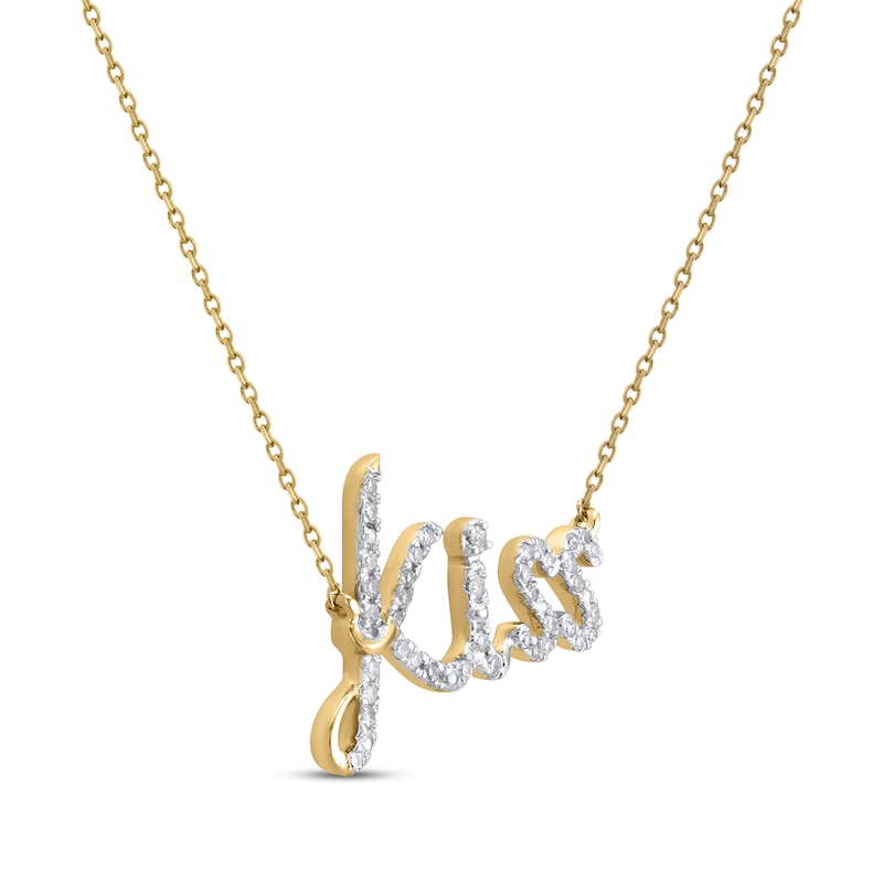 Diamond "Kiss" Necklace 1/6 ct tw 10K Yellow Gold 18"