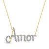 Thumbnail Image 1 of Diamond "Amor" Cursive Necklace 1/5 ct tw 10K Yellow Gold 18"