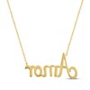 Thumbnail Image 3 of Diamond "Amor" Cursive Necklace 1/5 ct tw 10K Yellow Gold 18"