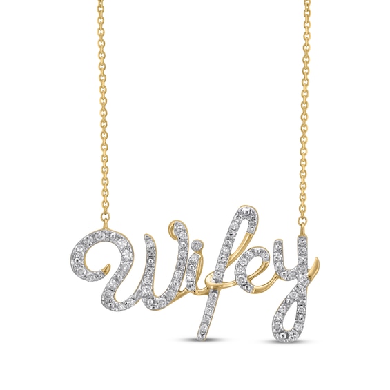 Diamond "Wifey" Necklace 1/4 ct tw 10K Yellow Gold 18"