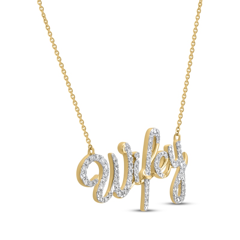 Main Image 2 of Diamond "Wifey" Necklace 1/4 ct tw 10K Yellow Gold 18"