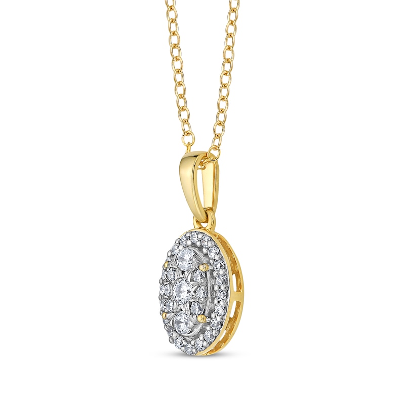 Multi-Diamond Oval-Frame Necklace 1/5 ct tw 10K Yellow Gold 18