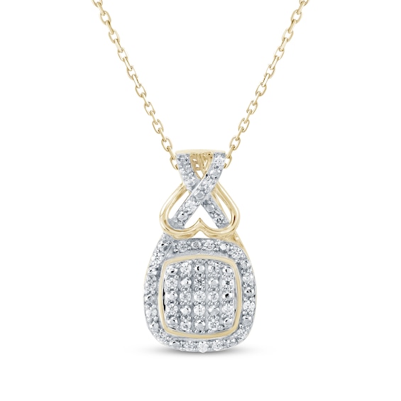 Multi-Diamond Cushion Twist Necklace 1/10 ct tw 10K Yellow Gold 18"