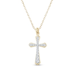 Diamond Gothic-Style Cross Necklace 1/4 ct tw 10K Yellow Gold 18"