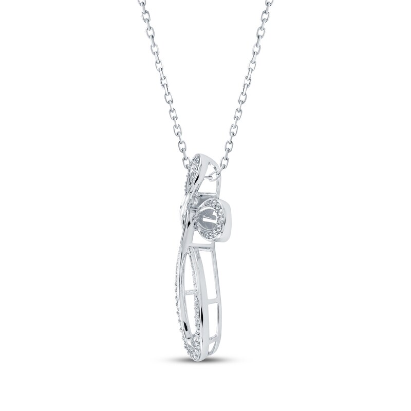 Diamond Loop Cross Necklace 1/3 ct tw 10K White Gold 18" Kay