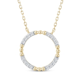 Diamond Open Circle Bead Necklace 1/8 ct tw 10K Yellow Gold 18"