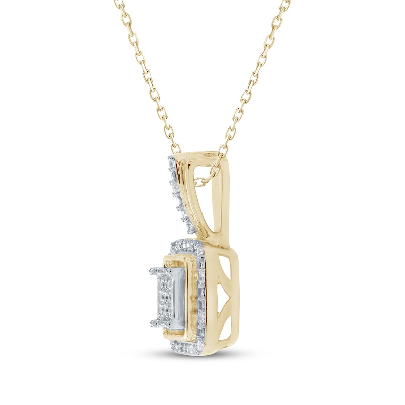 Main Image 2 of Multi-Diamond Square Frame Necklace 1/20 ct tw 10K Yellow Gold 18&quot;